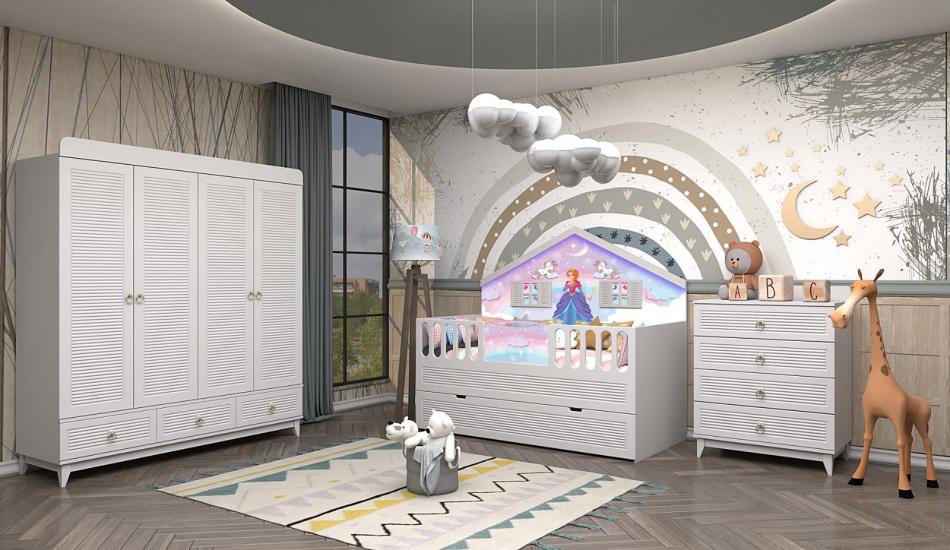 Versace Prenses 4 Kapılı Evli Çocuk Odası Delüx