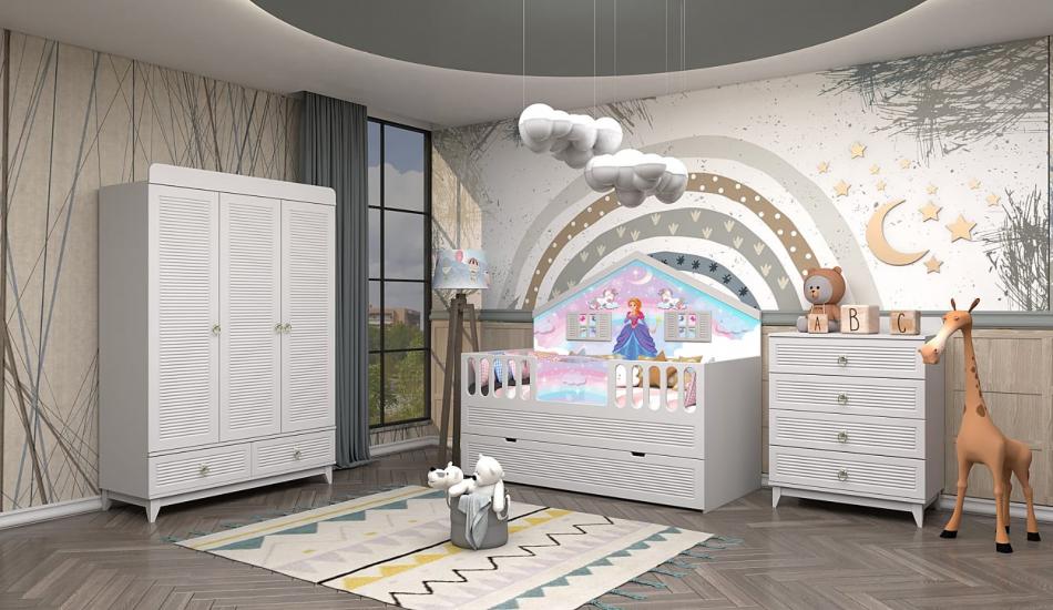 Versace Prenses 3 Kapılı Evli Çocuk Odası